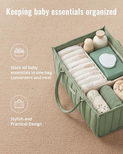 Blissful Diary Bebek Bezi Caddy Organizatörü, Şık Kreş Saklama Sepeti - Baby Shower için Hediye, Bebek Hediye Listesi Olmalıdır, Yenidoğan Temelleri - Bebek Bezi İstasyonu için Bebek Caddy