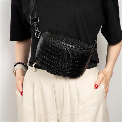 Bloominbag Alora Noir Croc Siyah Deri Bel Çantası
