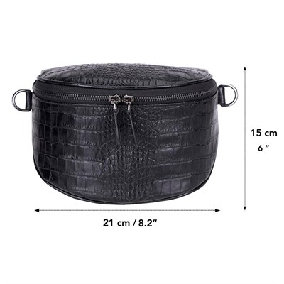 Bloominbag Alora Noir Croc Siyah Deri Bel Çantası