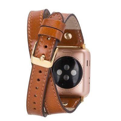 Bloominbag Alpine Double Tour Heritage Tan Hakiki Deri Apple Watch Kordonu - 44/45/46/49mm