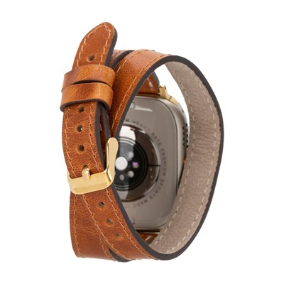 Bloominbag Alpine Double Tour Heritage Tan Hakiki Deri Apple Watch Kordonu - 44/45/46/49mm