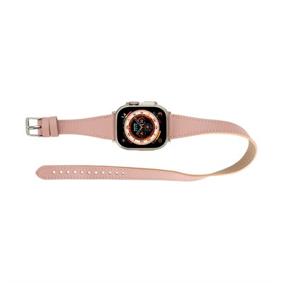 Bloominbag Alpine Slim Double Tour Blush Pink Hakiki Deri Apple Watch Kordonu - 44/45/46/49mm