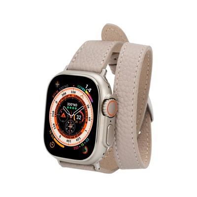 Bloominbag Alpine Slim Double Tour Dune Brown Hakiki Deri Apple Watch Kordonu - 44/45/46/49mm