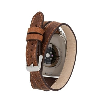 Bloominbag Alpine Slim Double Tour Heritage Saddle Hakiki Deri Apple Watch Kordonu - 44/45/46/49mm