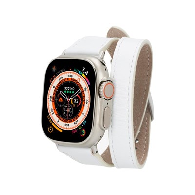 Bloominbag Alpine Slim Double Tour Ivory White Hakiki Deri Apple Watch Kordonu - 44/45/46/49mm