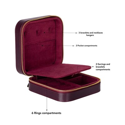 Bloominbag Amanda Burgundy Bloom Grande Gerçek Deri Takı & Mücevher Kutusu