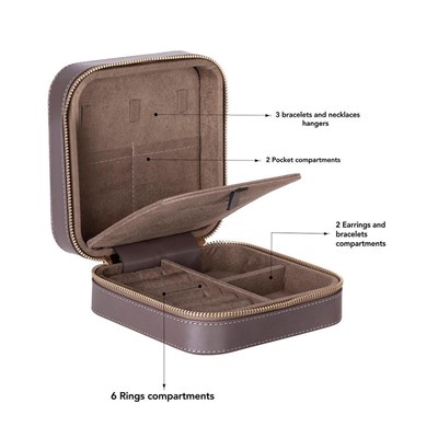 Bloominbag Amanda Mushroom Taupe Grande – Gerçek Deri Takı & Mücevher Kutusu