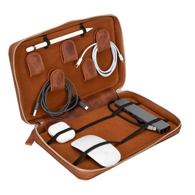 Bloominbag Arcadia Deep Brown Premium Deri Teknoloji Kablo & Aksesuar Düzenleyici