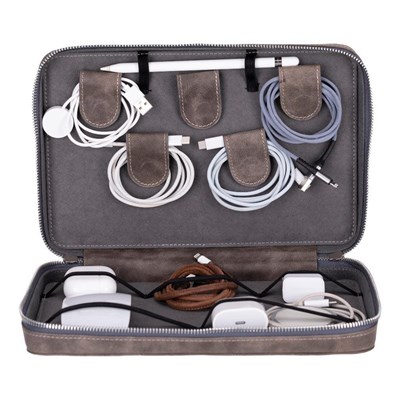 Bloominbag Arcadia Mist Gray Premium Deri Teknoloji Kablo & Aksesuar Düzenleyici