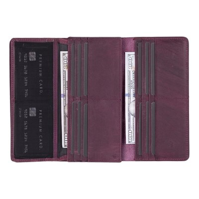 Bloominbag Aura Mulberry Wine Hakiki Deri Telefon Bölmeli Kadın Cüzdanı