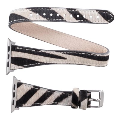 Bloominbag Bloomband Wild Zebra Slim Double Tour Leather Apple Watch Band - 44/45/46/49mm