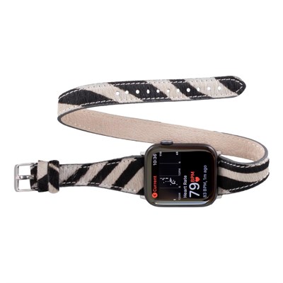 Bloominbag Bloomband Wild Zebra Slim Double Tour Leather Apple Watch Band - 44/45/46/49mm