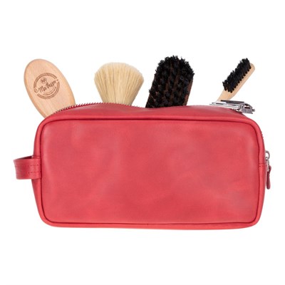 Bloominbag Bloombiel Crimson Red Kırmızı Hakiki Deri Seyahat Ve Makyaj Çantası