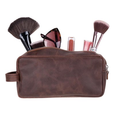 Bloominbag Bloombiel Mahogany Kahverengi Hakiki Deri Seyahat Ve Makyaj Çantası