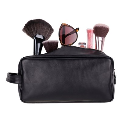 Bloominbag Bloombiel Obsidian Siyah Hakiki Deri Seyahat Ve Makyaj Çantası