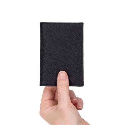 Bloominbag Bloomcard Verta Obsidian Black Hakiki Deri Dikey Kartlık