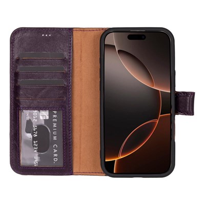 Bloominbag Bloomcase Apple Iphone 16 Pro Max – Burgundy Hakiki Deri Cüzdanlı Telefon Kılıfı