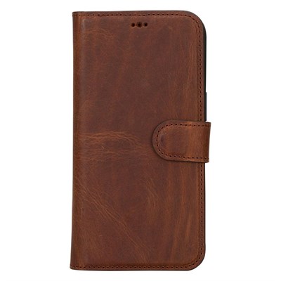 Bloominbag Bloomcase Apple Iphone 16 Pro Max – Mahogany Brown Hakiki Deri Cüzdanlı Telefon Kılıfı
