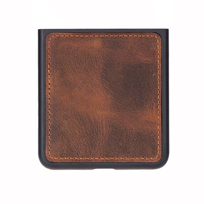 Bloominbag Bloomcase Flex Saddle Brown Hakiki Deri Samsung Galaxy Z Flip 7 Kılıf(6.9