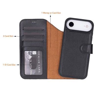 Bloominbag Bloomcase Magic Wallet Obsidian Black Hakiki Deri Iphone 17 Air(6.5