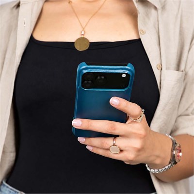 Bloominbag Bloomcase Vectra Chambray Blue Iphone 18 Pro Max Magsafe Hakiki Deri Kılıf