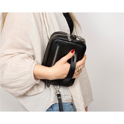Bloominbag Bloomclutch Forge Obsidian Black Luxe Hakiki Deri Unisex Clutch