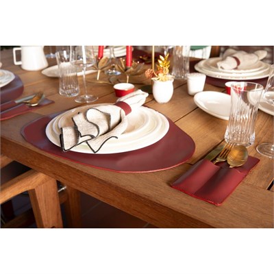 Bloominbag Bloomdine Velato Hakiki Deri Masa Seti (4lü Placemat & Tabak Altlığı Seti)