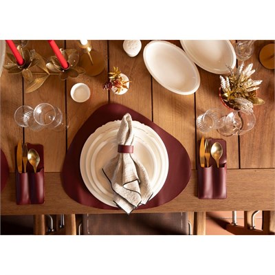 Bloominbag Bloomdine Velato Hakiki Deri Masa Seti (4lü Placemat & Tabak Altlığı Seti)
