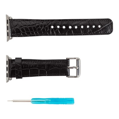 Bloominbag Bloominband Noir Croco Deri Apple Watch Kordonu-44/45/46/49mm
