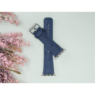 Bloominbag Bloominband Prussian Blue Deri Apple Watch Kordonu-44/45/46/49mm