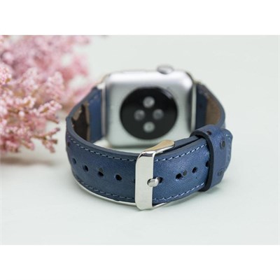 Bloominbag Bloominband Prussian Blue Deri Apple Watch Kordonu-44/45/46/49mm