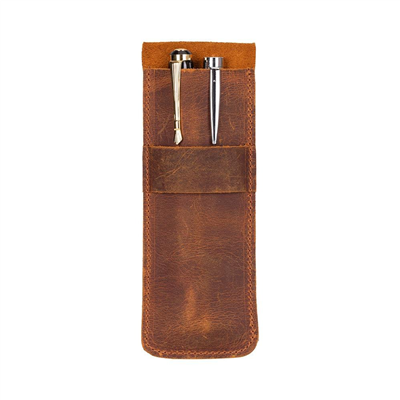 Bloominbag Bloompenpouch Çift Kalemlik Saddle Brown Deri Kılıf