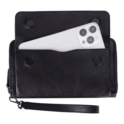 Bloominbag Bloomporter Obsidian Black Hakiki Deri Telefon Bölmeli Cüzdan