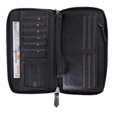 Bloominbag Bloomporter Obsidian Black Hakiki Deri Telefon Bölmeli Cüzdan