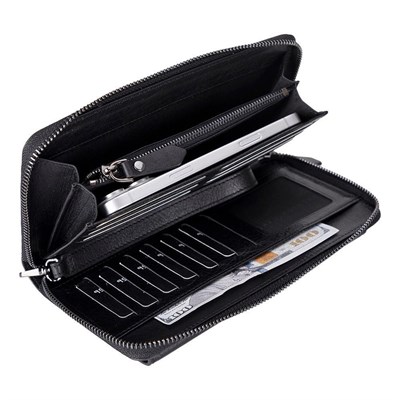 Bloominbag Bloomporter Obsidian Black Hakiki Deri Telefon Bölmeli Cüzdan