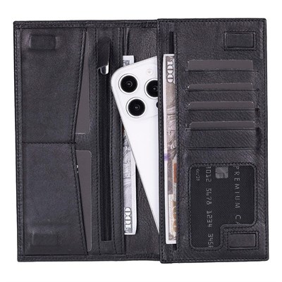 Bloominbag Bloomtenuta Obsidian Black – Hakiki Deri Cüzdan & Telefon Çantası
