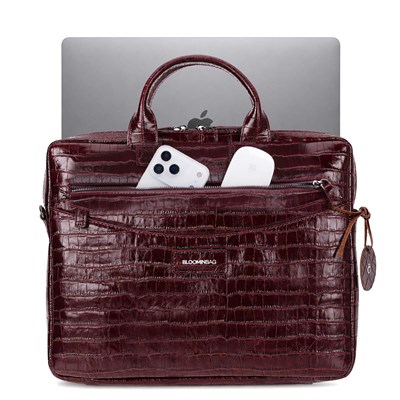 Bloominbag Burgundy Croco Hakiki Deri 15-16 Inç Macbook/laptop Çantası