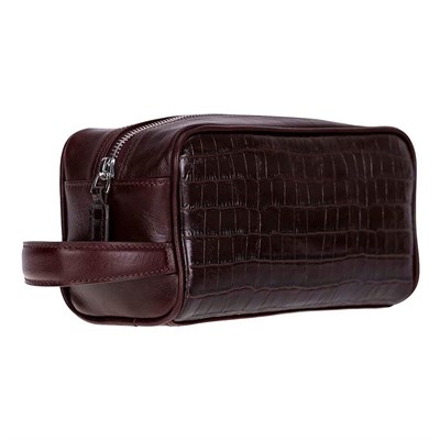 Bloominbag Burgundy Croco Hakiki Deri Unisex Seyahat Bakım Çantası