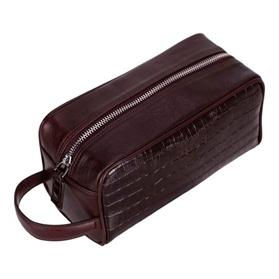 Bloominbag Burgundy Croco Hakiki Deri Unisex Seyahat Bakım Çantası