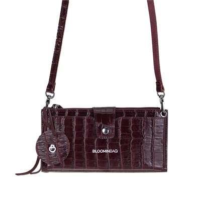 Bloominbag Burgundy Croco Lozan Hakiki Süet Çapraz Askılı Telefon Bölmeli Cüzdan Çanta