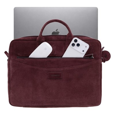Bloominbag Burgundy Still Hakiki Süet Deri 15-16 Inç Macbook/laptop Çantası