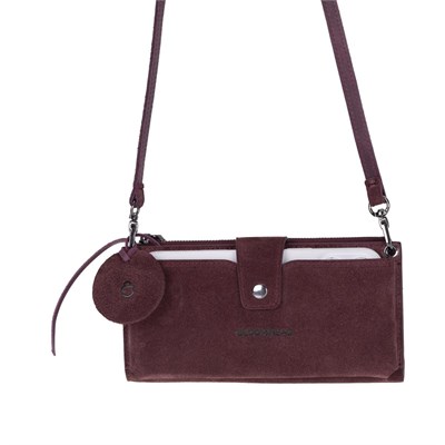 Bloominbag Burgundy Still Lozan Hakiki Süet Çapraz Askılı Telefon Bölmeli Cüzdan Çanta