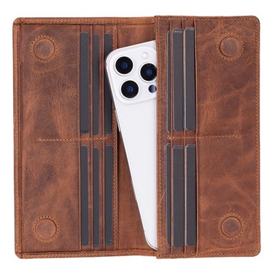 Bloominbag Celestina Saddle Brown Hakiki Deri Telefon Bölmeli Cüzdan