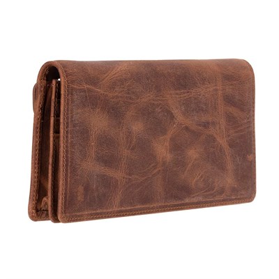 Bloominbag Celestina Saddle Brown Hakiki Deri Telefon Bölmeli Cüzdan