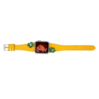 Bloominbag Clover Bloom Deri Güneş Sarısı Apple Watch Kordon-40/41/42mm