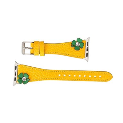Bloominbag Clover Bloom Deri Güneş Sarısı Apple Watch Kordon-40/41/42mm