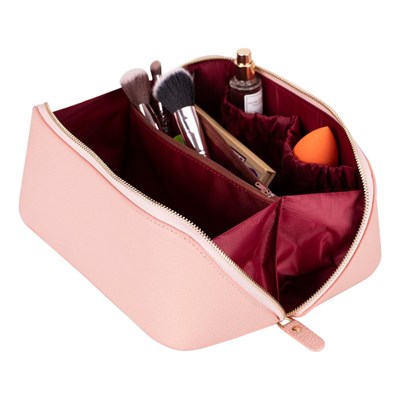 Bloominbag Ella Blush Shell – Deri Seyahat Ve Makyaj Çantası