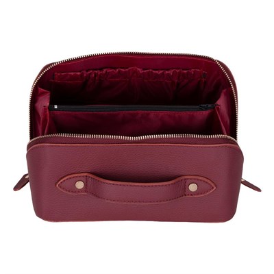 Bloominbag Ella Terra Burgendy Bordo Deri Makyaj Çantası