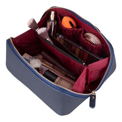 Bloominbag Ella Terra Navy Deri Seyahat Ve Makyaj Çantası