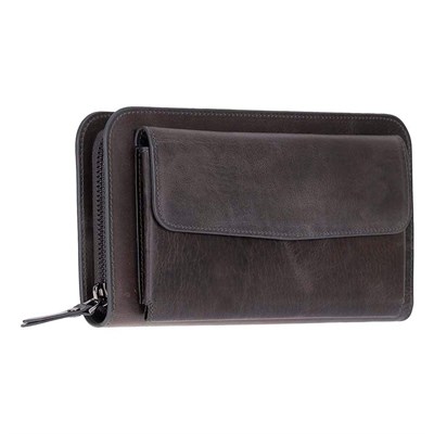 Bloominbag Faron Ash Graphite Telefon Bölmeli Hakiki Deri Unisex Clutch Çanta